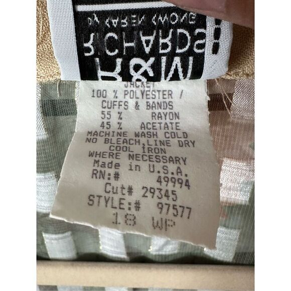 R&M RICHARDS Gold Thread Swimsuit Cover Up Kimono Cardigan Beach Womens 18 VTG - Picture 3 of 10